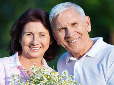 Smiling senior couple outdoors